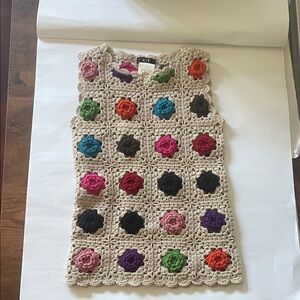 Colorful Crochet Floral Sleeveless Top